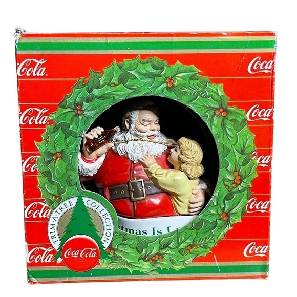 VINTAGE COCA COLA, TRIM A TREE SANTA CLAUS “CHRISTMAS IS LOVE” ORNAMENT 1986 - Picture 2 of 7